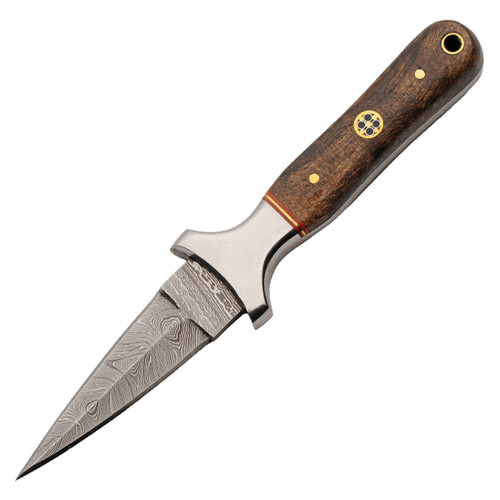 Szco Mosaic Boot Fixed Blade Knife (Damascus, Wood) DM1423